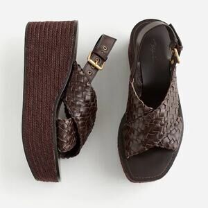 Madewell The Amee Wedge Sandal Dark Carob Brown Size 10 NWOB